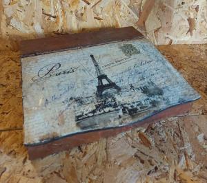Ξύλινο κουτί ''PARIS''με τεχνοτροπία decoupage